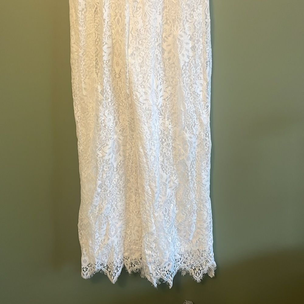 Lulus White Lace Short Sleeve Jumpsuit Bridal Wedding Rehearsal Sz S - Picture 5 of 11